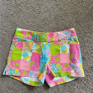 Lilly Pulitzer Patchwork Floral Patch Shorts in Pink, Lime & Blue